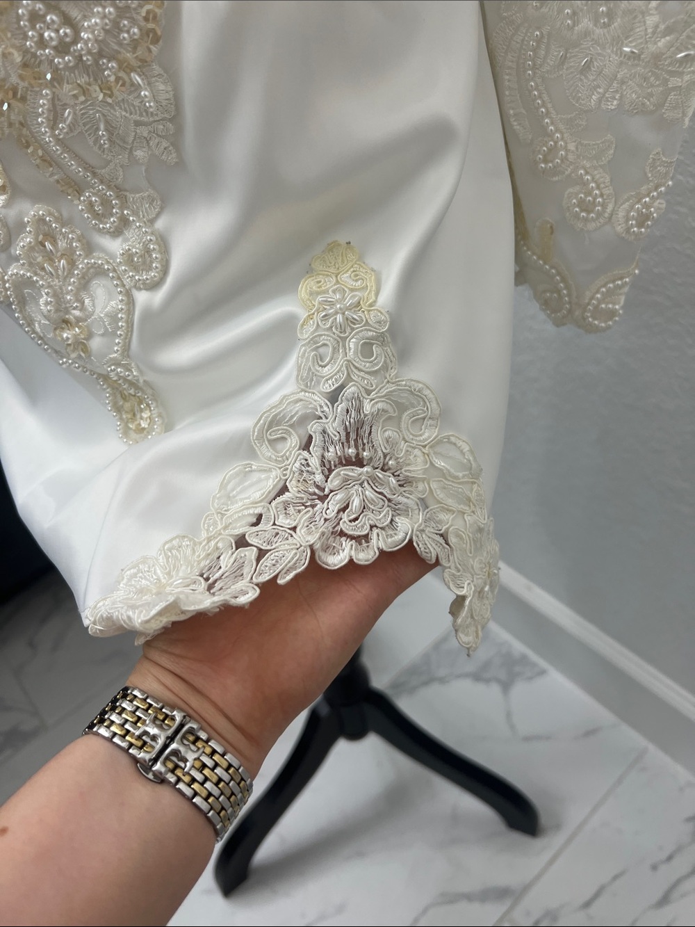 Vintage Re-Worked Ivory Beaded Long Sleeve Mini Dress - Picture 2 of 13